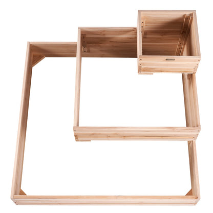 VEVOR 3 Tier Raised Garden Bed Wood Outdoor, 45 x 45 x 20in High End Natural Fir Wood Planter Box, Outdoor Planting Boxes for Flowers/Vegetables/Herbs in Backyard/Garden/Patio/Balcony, with Open Base