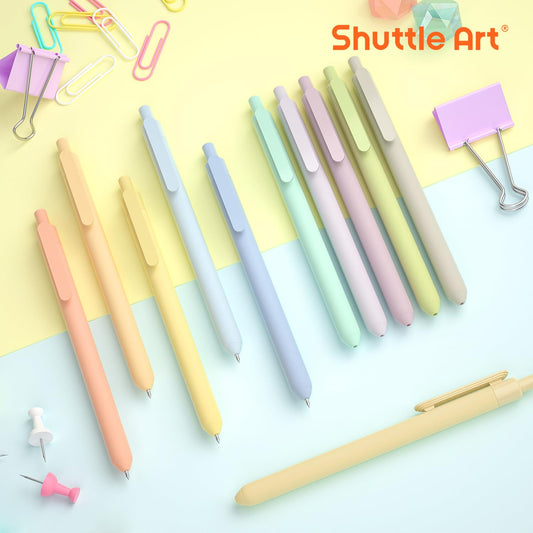 Shuttle Art Retractable Mild Gel Ink Pens - 22 Pack, Black Ink, Cute Fine Point Pens for Writing, Journaling & Notes