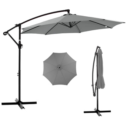 NEWBULIG 10FT Patio Umbrella, Offset Cantilever Outdoor Patio Table Umbrella, UV Protection, Fade Resistant Fabric, Easy Tilt Adjustment for Pool, Deck, Garden, Backyard, Gray