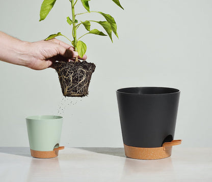 SE SUN-E Self Watering Planters for Outdoor Plants 7/6.5/6/5.5/5Inch 5Pack Flower Pot for House Plants Green Indoor Plastic Pots Plant Pots Succulent Pots with Drainage Hole and Deep Reservoir