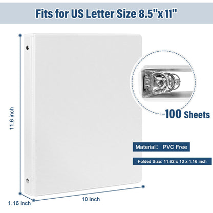 0.5-Inch 3-Ring-Binder with Pockets, 1/2'' Basic Binders 1-inch View Round Binders Holds 100 Sheets US Letter Size 8.5'' x 11'' - Bundle Packs Perfect for Home, Office, and School (0.5-inch)