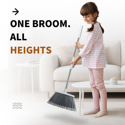 Broom, Outdoor Brooms for Sweeping Indoor, Adjustable 55" Pet Hair Removal Heavy Duty Broom for Floors Home Kitchen Garage Commercial Patio Industrial Snow (Pack of 1)