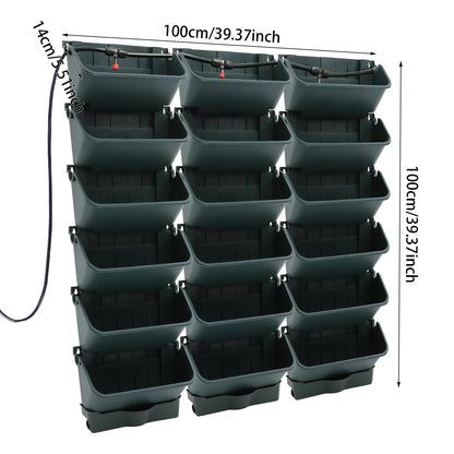 CNCEST Self-Watering Wall-Mounted Planter Indoor/Outdoor Decor,Garden Upgraded (18 Pockets) Wall Planter Indoor Vertical Living Green Wall with 18 Pots Easy Installation (Green)