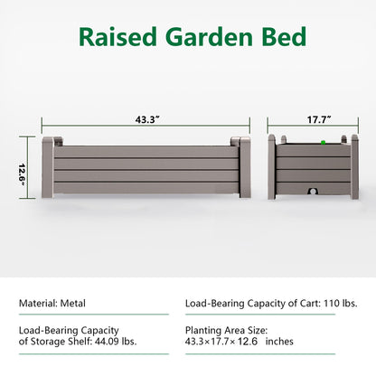 EasyUp Horticulture Garden Bed, Divisible Resin Planter Box for Backyard, Patio, Balcony, with 4 Legs(Gray,43.31 * 17.72 * 12.6)
