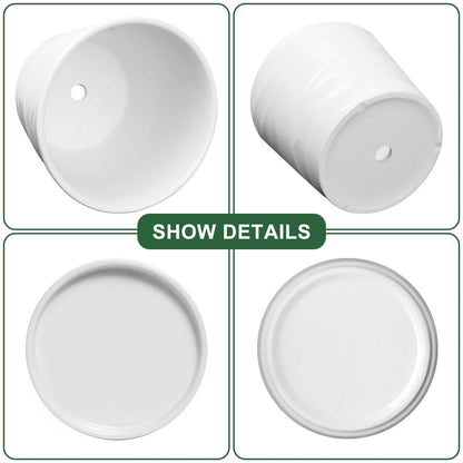 YUFDA 6.7 + 5.5 Inch Plant Pot, Ceramic Planter with Drainage and Saucer,Ceramic Pots for Plants, Indoor Plant pots,Succulent Orchid Flower Pot(Pure White)