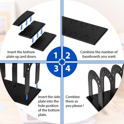 Adjustable Binder Holder for Desk — Expandable Vertical File Organizer,No-Tip Design, Holds 3-Ring Binders, Books & Folders,Home Office & Classroom Storage (Black)