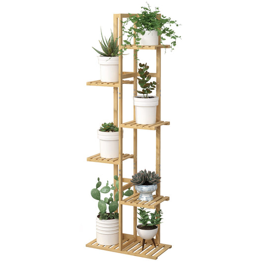 Laiensia Bamboo Plant Stand Rack 6 Tier,Multiple Stand Holder Shelf Rack, Indoor&Outdoor Planter Display Shelves for Patio Garden, Living Room, Corner Balcony and Bedroom,Wood Color