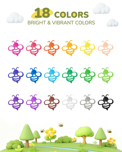 JUPITEARTH Beeswax Crayons for Toddlers 1–3, 18 Non-Toxic Silky Crayons, Jumbo and Washable Crayon, Easy to Hold, Safe for Kids, Mess-Free Coloring for Preschool Art Supplies, Ages 2–4, 4–8