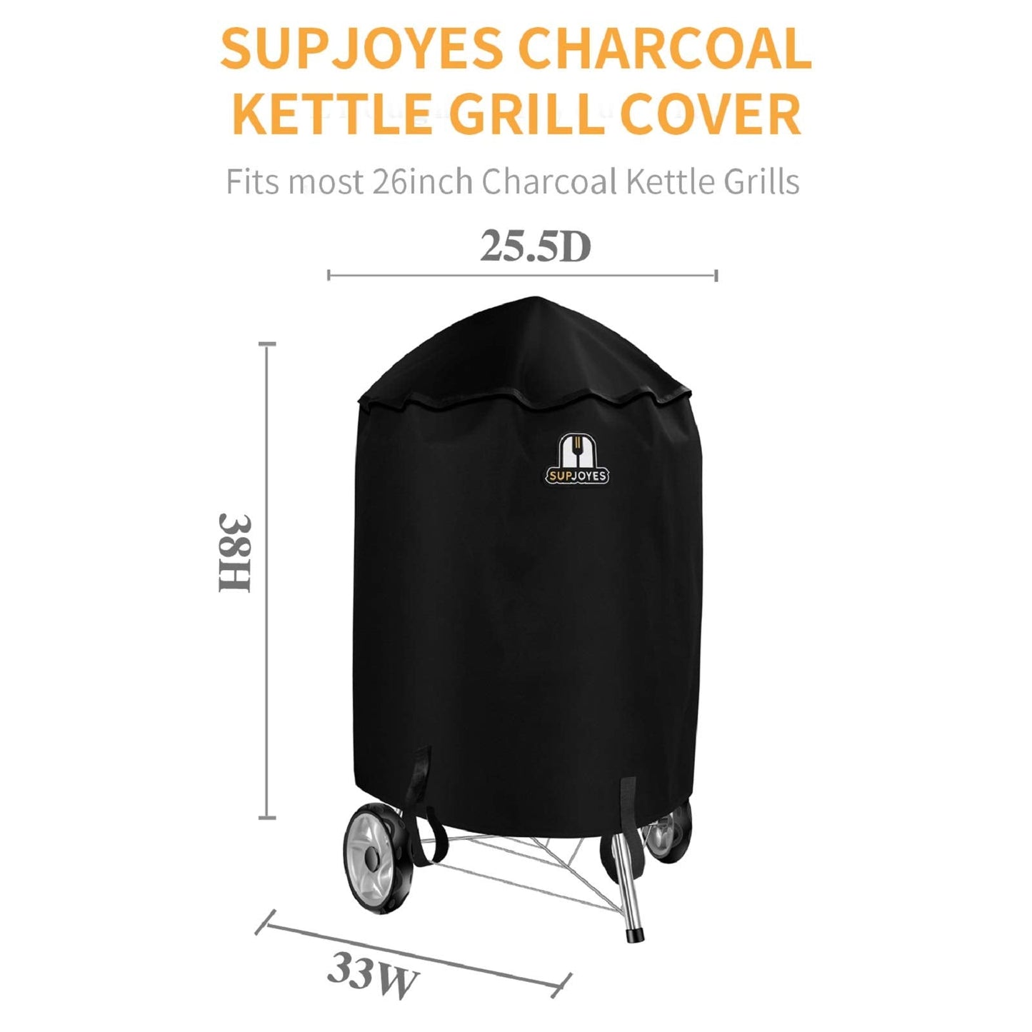 SUPJOYES Grill Cover for Weber Charcoal Kettle, 26 Inch BBQ Grill Covers, Heavy Duty Waterproof Barbecue Accessories