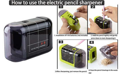 Battery Operated Electric Pencil Sharpener, Portable Pencil Sharpener for Kids, for No.2/Color Pencils (6-8mm), School, Home, Office, Classroom(Black)