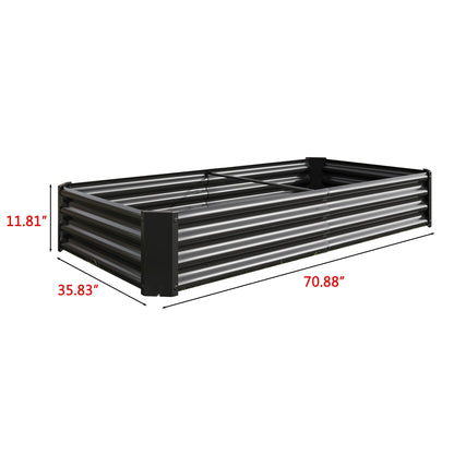 FOUBAM Galvanized Raised Garden Bed for Vegetables,Planter Raised Garden Boxes Outdoor,Metal Raised Garden Beds Steel Kit for Vegetables Flower Herb Patio Black Rectangle