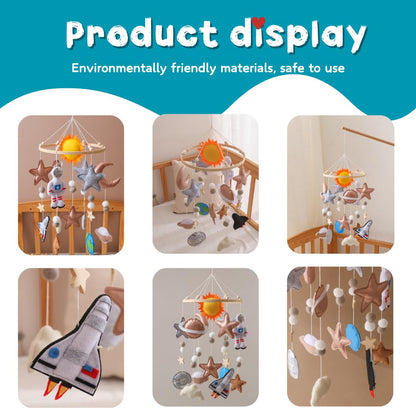 GOODMOM Baby Mobile for Crib, Astronaut Crib Nursery Mobile for Boys Girls, Handmade Baby Mobile Infant Bedroom Hanging Decoration Toy(Stellar Dream)