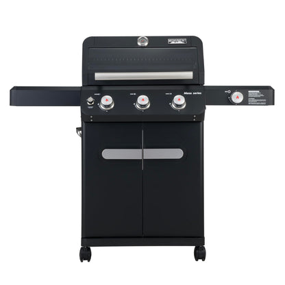 Monument Grills 3+1 Outdoor Barbecue Stainless Steel Propane Gas Grill, 3 Burners & 1 Side Burner 48,000 BTU Patio Garden Grill with Knob Controls, Mesa325, Black