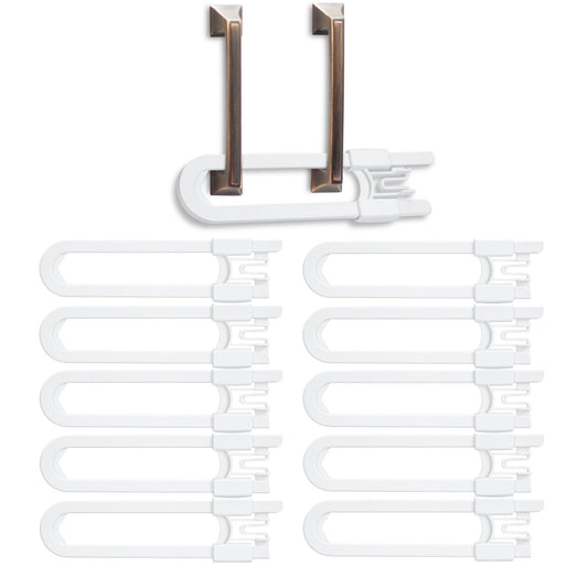 Vmaisi Baby Sliding Cabinet Locks - Adjustable U Shaped Child Safety Locks for Cabinets with Handles or Knobs, Childproof Latches for Kitchen Bathroom Storage Cupboards 10 Pack