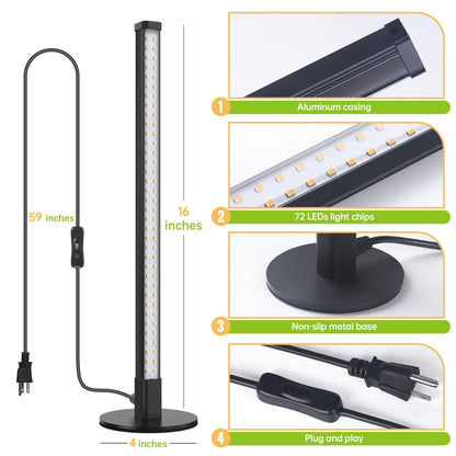 SpeePlant Vertical Grow Light, 72 LEDs Full Spectrum Light Bar, 5000K Wide Illumination Area Desk Light,1.4FT Stand Plant Lamp for Tall Houseplants, Tropical Plants, Foliage with On/Off Switch