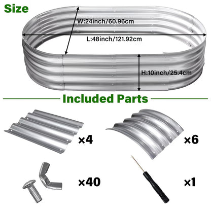 HGD Galvanized Raised Garden Bed Kit, Galvanized Planter Garden Boxes Outdoor, Oval Large Metal Raised Garden Beds for Vegetables & Flower (2 Pack)