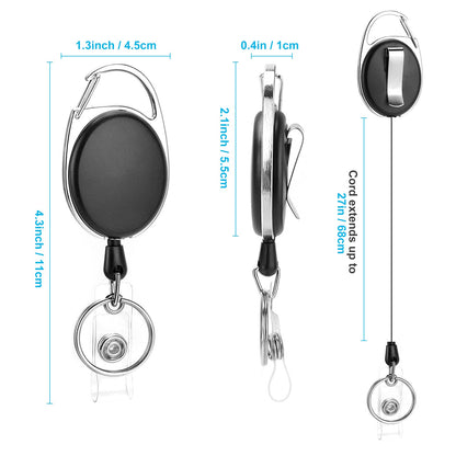 50 Pack Retractable Badge Reel with Carabiner Belt Clip and Key Ring Retractable ID Badge Holders for Office Worker Doctor Nurse