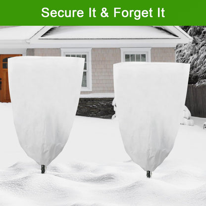 YDSL 3 Pack Plant Covers Freeze Protection, 48"×72" 1.77oz/yd² Plant Frost Covers for Outdoor Plants Shrub Potted Plants Use, Winter Cloth Plant Tree Cover with Drawstring for Cold Weather