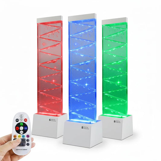 Special Supplies LED Zigzag Bubbler with Colorful Fountain Tubes for Sensory Relief, and Calming Lighting, Office, Classroom, or Home Decor, Adjustable RGB Lights with Remote