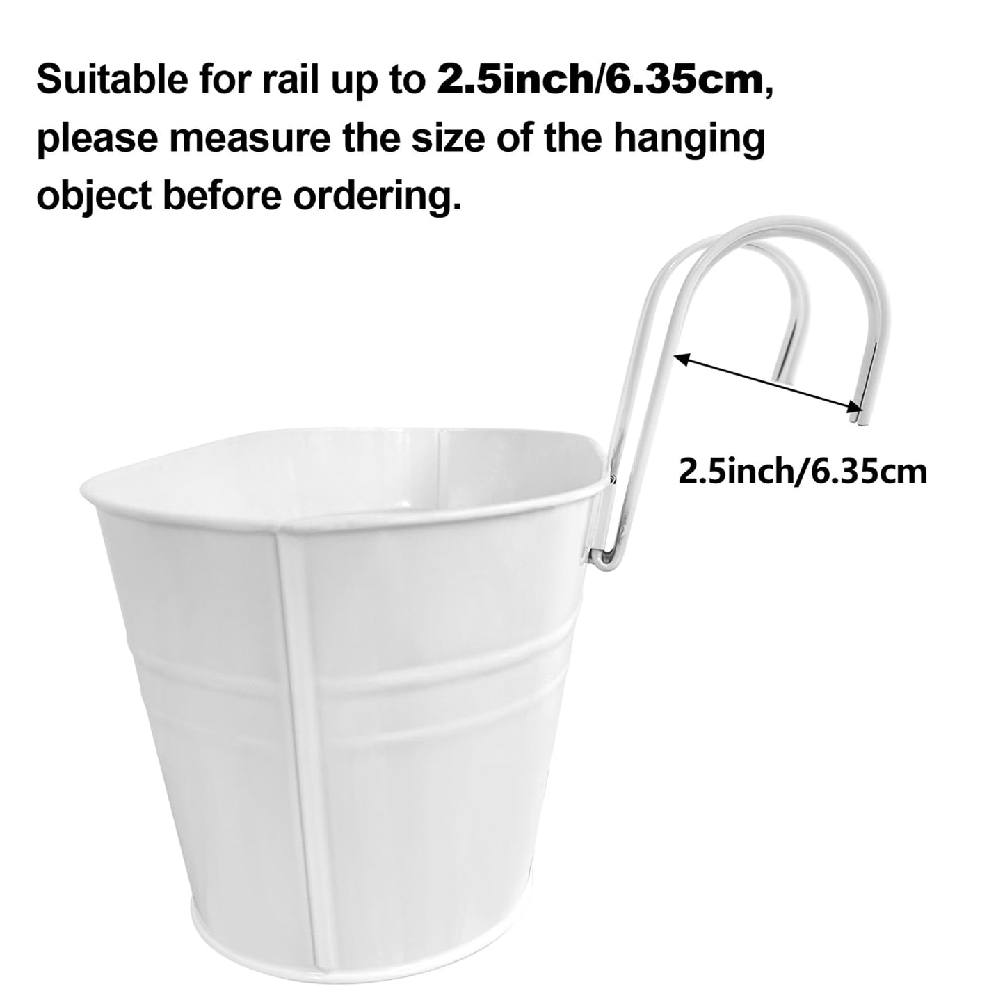 OGIMA 4pcs Hanging Flower Pots, Metal Iron Wall Planter Indoor/Outdoor for Railing Fence Balcony Garden Home Decoration with Detachable Hooks