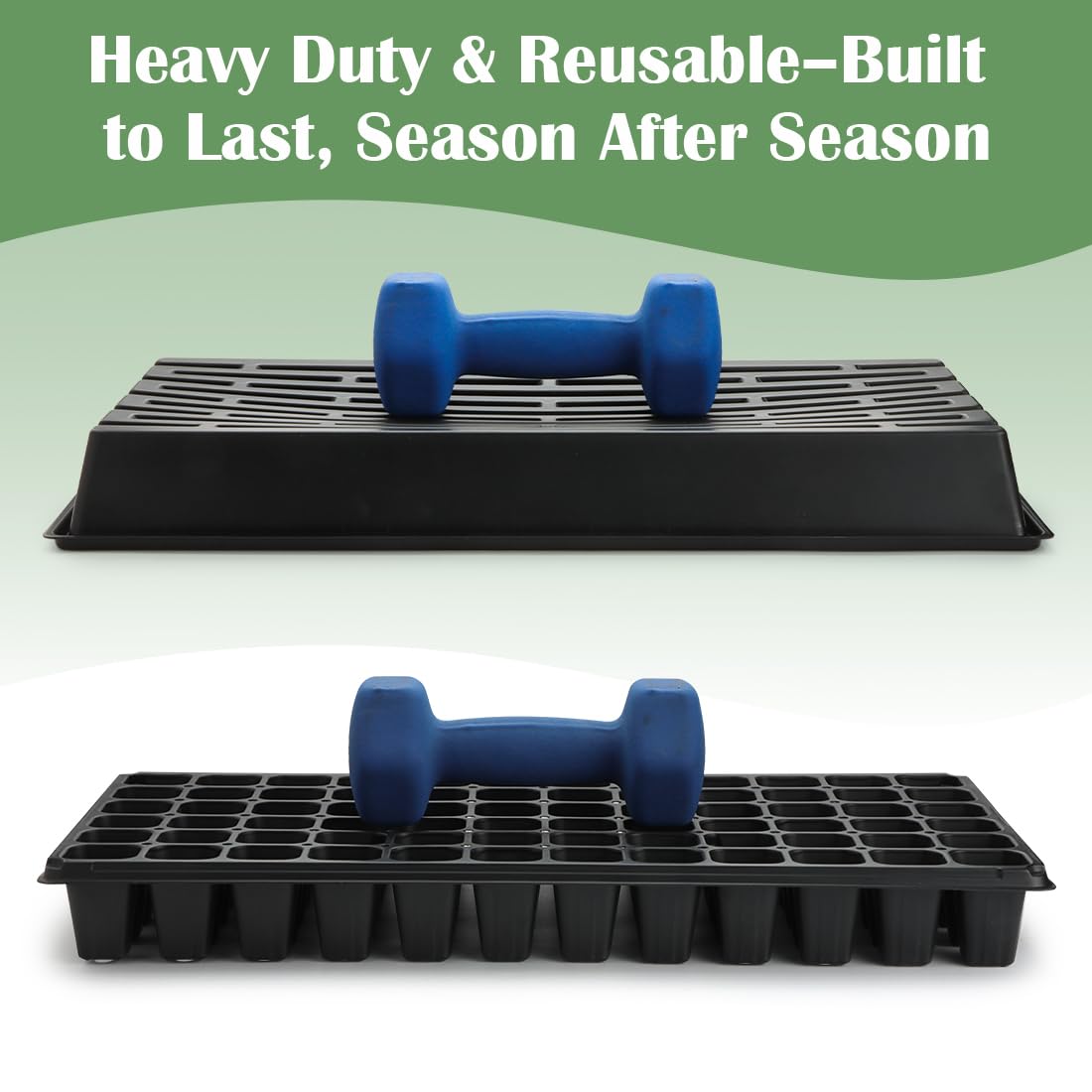RooTrimmer 10 Pack 1020 Trays No Holes and 10 Pack 72 Cell Seed Starter Tray, 20" x 10" - Heavy Duty Reusable Plastic Seed Starter Kit for Microgreens, Seed Germination & Plant Propagation (10 Sets)