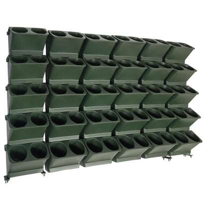 DYNAMI Wall Mounted Plant Holder with 30 Pots(60 Planting Holes), Green Vertical Wall Planters Self Watering Flower Pot Holders with Drainage Holes,for Indoor Outdoor Plants