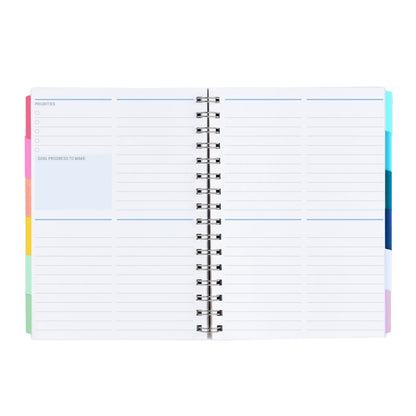 Inspired by Erin Condren A5 Undated Planner, Spiral Bound Daily & Weekly Planner with Monthly Tabs, Portable Organizer for Productivity, Goal Setting, Includes Sticker Sheets, Green Leaves Design
