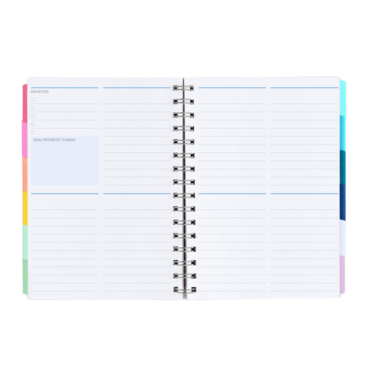 Inspired by Erin Condren A5 Undated Planner, Spiral Bound Daily & Weekly Planner with Monthly Tabs, Portable Organizer for Productivity, Goal Setting, Includes Sticker Sheets, Green Leaves Design