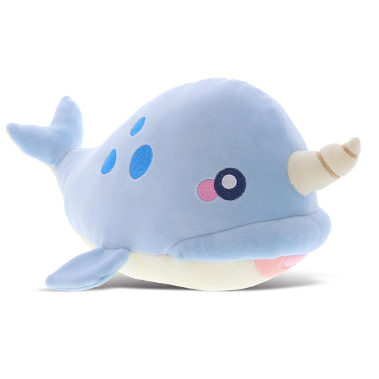DolliBu Blue Narwhal Baby Soft Plush Toy, Newborn Babies First Stuffed Animal Cuddle & Snuggle Toys, Toddler's Huggable Best Buddy, Fluffy Teddy Bear - 11.75 Inch