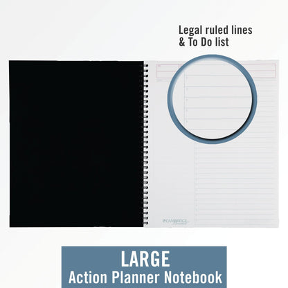 Cambridge Business Notebook, Action Planner, Legal Ruled Paper, 8-1/2" x 11", 80 Sheets, Flexible Soft Touch Cover, Wirebound, Gray (06064)