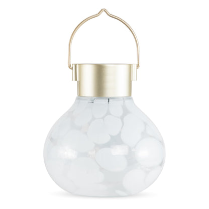 Allsop Handblown 5" Outdoor Solar LED Tea Lantern - White