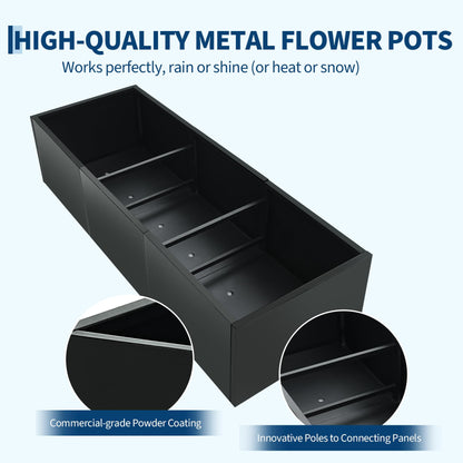 Outdoor Metal Planter Box,51" x 18" x 12" Large Rectangular Metal Planter Box,Heavy Duty Steel Raised Garden Bed with Drainage Holes, Snap-on Assembly, Outdoor Planter for Patio, Balcony, Garden