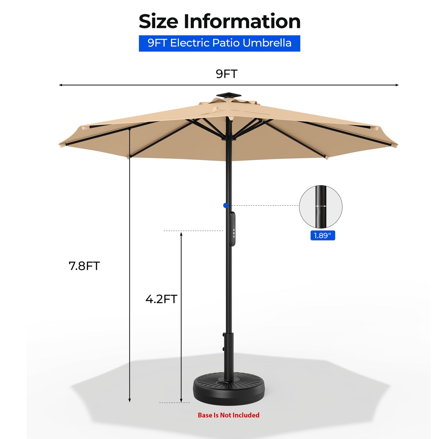 HOMSHADE Offset Patio Umbrella with Base Included, Cantilever Offset Hanging Patio Outdoor Market Umbrella UPF50+ UV Protection with Easy Tilt and Crank for Pool Deck and Garden(Buff)