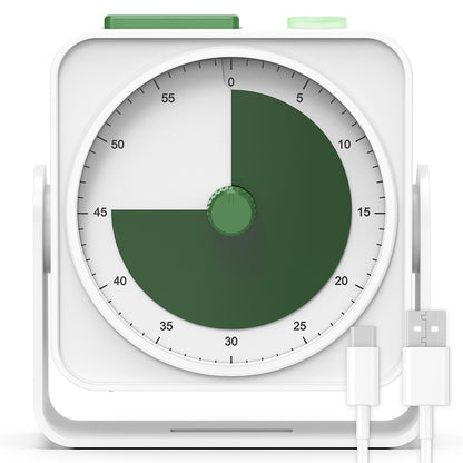 Rechargeable Visual Timer 60-Minute for Classroom Countdown Stopwatch Timer, w/Adjustable Stand for Homeschool Supplies Study Time Management Tool, for Desk Office Work Meetings, Mute Function, White