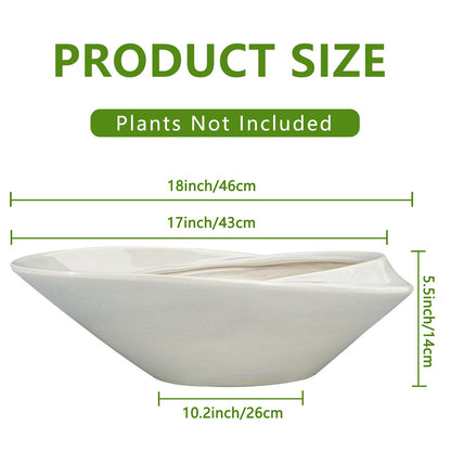 EPFamily 18 Inch Ceramic Bonsai Planter Pot with Drainage Hole, Glazed Large Plant Pot Succulent Planter for Indoor and Outdoor Plants Gray