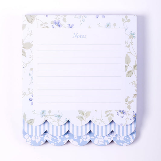 Laura Ashley 3-in-1 Scalloped Edge Layered Notepad – 6.5 x 7.5 Inch Writing Pad with 150 Lined Tear-Off Sheets, Elegant Heirloom Cottage Stationery, Glue-Bound with Sturdy Backboard