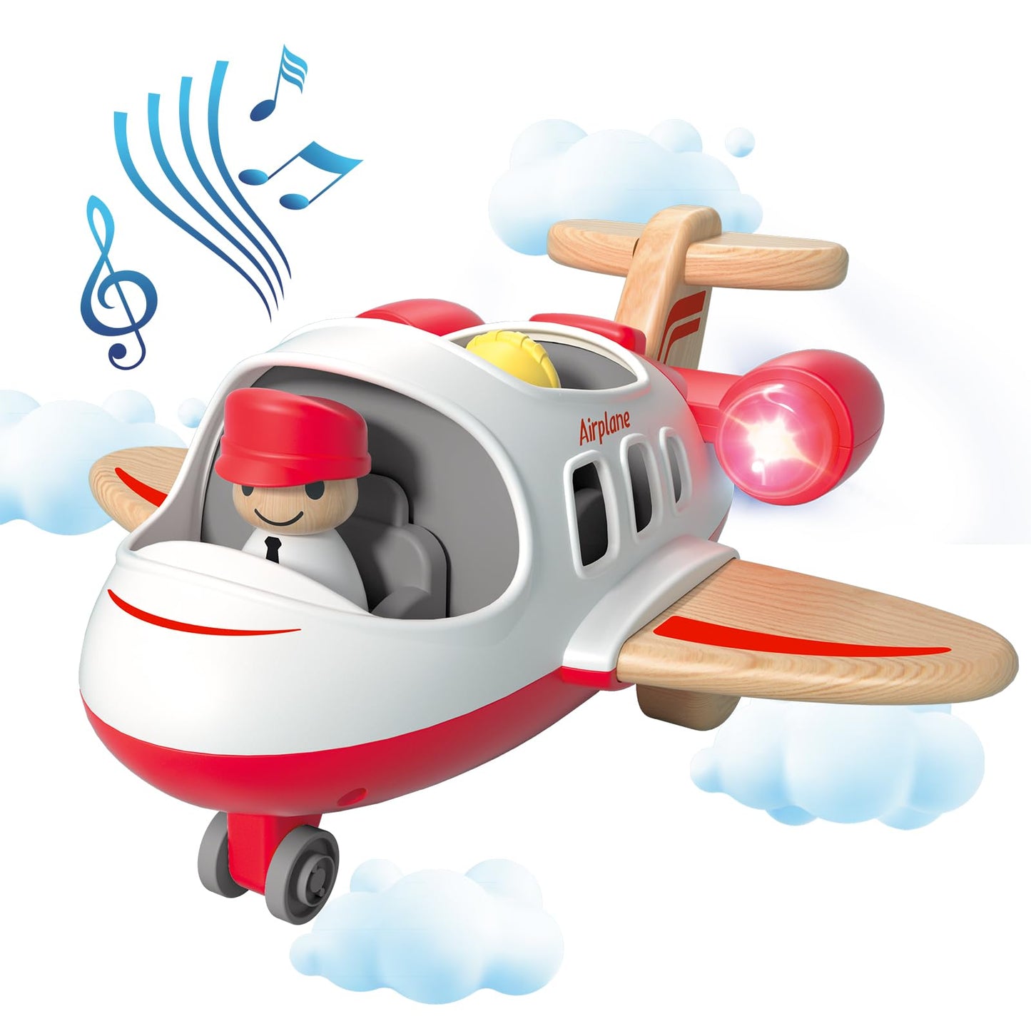 Wanborns Airplane Toys for Toddlers 1-3, Toys Planes Toys with Sound and Light, Mini Airliner Toys for Introducing Aeronautical Knowledge, Car Toys for 18 Months, 2 3 4 5 Years Old Kids Boys Gift
