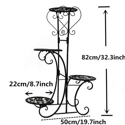 Plant Stand Indoor 4 Tier Metal Plant Shelf Stand Outdoor for Succulents Small Planters Flower Pots Display Rack Holder,Black