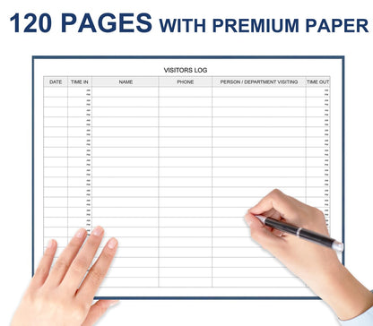 Visitors Register Book - Visitor Log Book with 120 Pages, 9" X 7", Blue Hardbound Cover, Wedding Reception and Events Reception Supplies