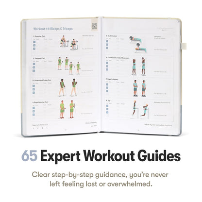 The Weightlifting Transformation Gym Buddy Journal by Habit Nest. 12-Week Trainer & Progress Tracker. Requires Full Gym Equipment. 65 Video Guided Workouts with Sets, Reps & Tracking Space.