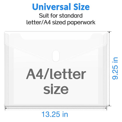 Sooez 20 Pack Plastic Envelopes File Folders, Rainforced Clear Folder Important Document Organizer, A4 Letter Size Bill Receipt Paper Holder Organizer Folder with Closure for School Office
