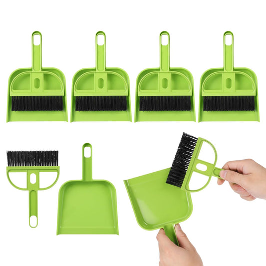 Healifty Mini Broom and Dustpan Set 6-Piece Portable Desk Cleaning Brush Set with Soft Bristles for Keyboard Desktop Pet Hair and Hard Floor Use