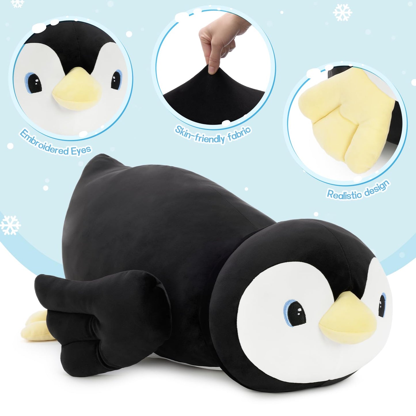 MorisMos 39.4 Inch Penguin Stuffed Animal Plush Toy, Long Penguin Plush Body Pillow, Cuddly Stuffed Penguin Plushie for Sleeping & Home Decor, Christmas Valentine's Birthday Gift for Adults & Kids