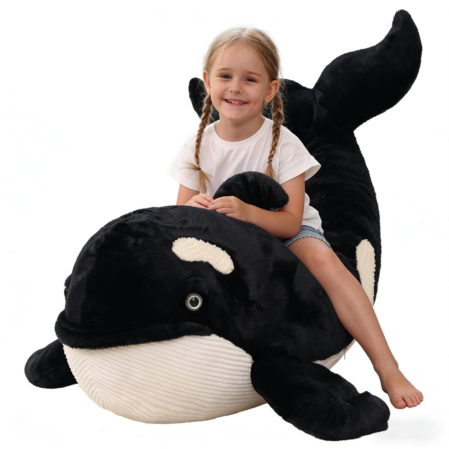 MorisMos 51Inch Giant Orca Stuffed Animal, Big Realistic Stuffed Orca Plush Toy, Large Soft Killer Whale Stuffed Animal Toy Sea Animal Gift for Kids Girls Boys Birthday Christmas