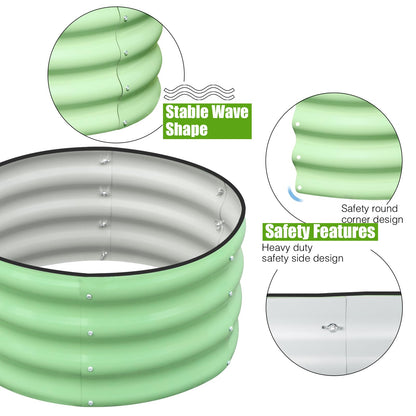 SnugNiture 2x2x1ft Round Galvanized Raised Garden Bed Kit Outdoor, Metal Planter Box for Planting Plants Vegetables, Green