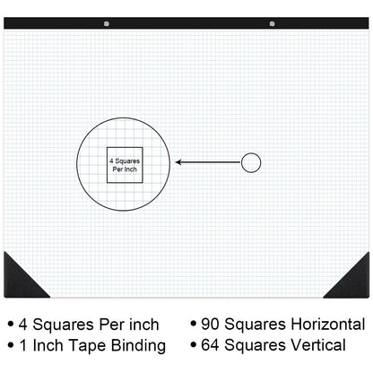 Large Engineering Graph Paper - 22" x 17" Grid Paper, 50 Sheets/100 Pages, 4"x4" Blue Grid Paper Pad Giant Drafting Pad Sketching Graph Paper for Engineer Architect Designer Mathematician Draftsman