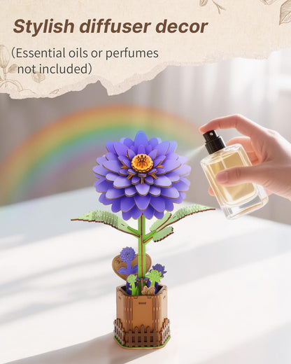Kaayee 3D Flower Wooden Puzzles for Adults-Dahlia, Wooden Flowers Model Kit Set DIY Crafts to Build, Mother's Day/Botanical Collection/Ideal Creative Gift Ideas/Housewarming（117 PCS）