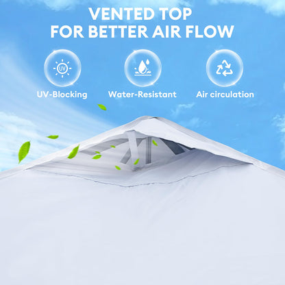 10x10 Pop Up Canopy with Sidewalls, Instant Heavy Duty Canopy Tent for Parties, Events, Camping, One Person Setup - White