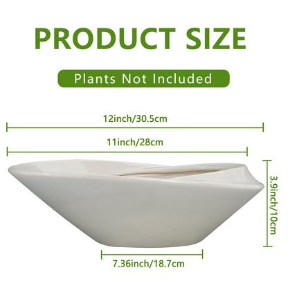 EPFamily Bonsai Planter Pot - 12 Inch Ceramic Plant Pot for Indoor Plants Outdoor Decorative Flower Pot Succulent Planter with Drainage Hole Gray