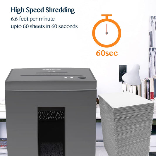 WOLVERINE 10-Sheet Super Micro Cut High Security Level P-5 Heavy Duty Paper/CD/Card Ultra Quiet Shredder for Home Office by 60 Mins Running Time and 6 Gallons Pullout Waste Bin SD9612 (Grey ETL)